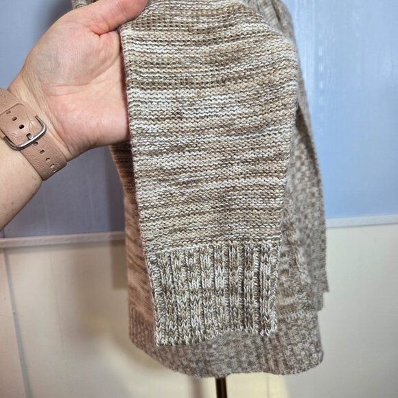 Jason Maxwell Large Heathered Tan White Open Longsleeve Fall Cardigan Sweater - Picture 5 of 10